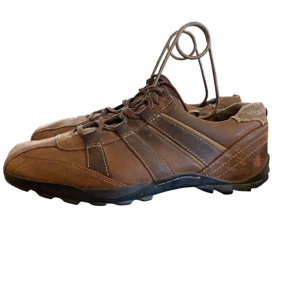 Skechers Mens Leather Lace-Up Casual Shoes Size 9 Brown